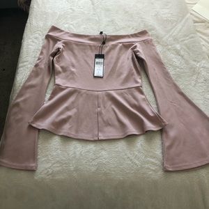 Blush Off-the-Shoulder Structured Blouse